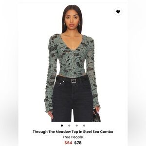 Free People Through the Meadow Top in Steel sea Combo